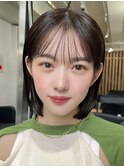 切りっぱなしボブナチュラルボブミディアム前髪縮毛矯正表参道