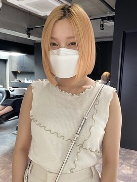 リンドトウキョウ ウメダ(LINDO TOKYO) my49_ボブ×ペールオレンジ/ハイトーン/ダブルカラー