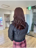 くびれヘアアプリコットオレンジ夏ハイライトカラー