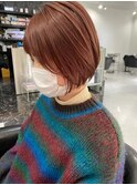 丸み小顔ボブ_オレンジカラー_シースルー前髪_42