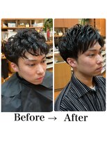 ヨシザワインク ハコザキ 水天宮前 日本橋人形町(YOSHIZAWA Inc.HAKOZAKI)&nbsp;ビフォーアフター/アイロンパーマ/ツーブロック/ショート/メンズ