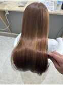 ミルクティーベージュブリーチなしダブルカラー髪質改善