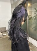 パープルのポイントブリーチカラー