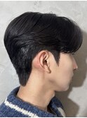 韓国シースルーマッシュカルマパーマダウンパーマ黒髪マッシュ