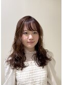 ウェーブパーマ×ミディアムレイヤー