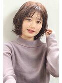 大人可愛い小顔前下がりワンサイドショートボブカット20代30代
