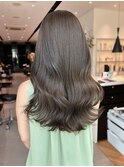 韓国オリーブブラウンカラーロングレイヤーカット