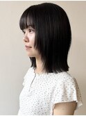【morio松戸 石山】黒髪外ハネミディアムレイヤー顔周りシャギー