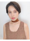 小顔 &nbsp;ワンサイドショート ブランジュ ハイライト　ダブルバング