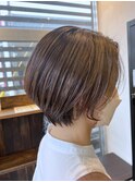 透明感カラー ハイライト グレージュ ショート