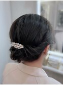 結婚式 二次会 お呼ばれ アップスタイル×パールアクセサリー