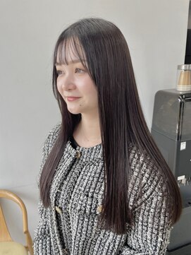 ヘアー アイス 御器所本店(HAIR ICI) 20代30代寒色系カラーシースルーバンク艶感ストレート透明感