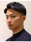メンズ爽やかアップバングショートビジカジツーブロック