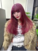 ミニウルフチェリーブラウンホワイトグレージュフェザーパーマ
