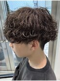 天神波巻きプードルパーマハードスパイラルマッシュメンズ強め
