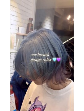 グラス 春吉1号店(glass) ワンブリーチでつくる寒色系デザインカラー