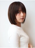小顔周りレイヤーショートウルフココアベージュクラゲヘアーボブ