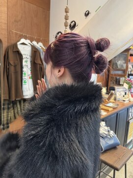 チャプター 問屋町(chapter) ケアブリーチピンクラベンダーカラーカンタンヘアアレンジ韓国