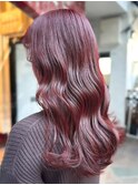 【白石】ブリーチなし赤髪ワインレッドボルドー暖色ロング