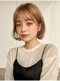 ベージュカラー 髪質改善カラー 外ハネボブ 20代30代