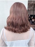 ピンクグレージュ_毛先パーマことりベージュ_ba263413