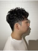 ランダムスパイラルMIXパーマのツーブロックヘア
