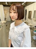 ミニボブ　ボブヘアー　オレンジベージュ