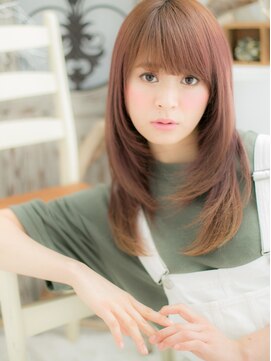 モッズヘア 越谷(mod's hair) ピンクベージュ斜めバング小顔エアストレートh2越谷20代30代40代