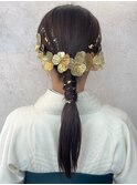 アレンジ　艶髪　髪質改善　ヘアセット　編みおろし　顔まわり