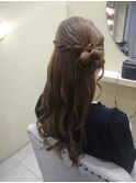 ハーフアップ サイドお団子