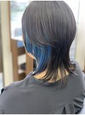 夏カラー　ブルーインナーカラー　20代30代40代50代