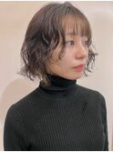 愛されボブパーマ☆20代30代ショートカットミルクティーベージュ