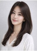 レイヤーカット 顔周りカット アッシュブラウン 前髪カット