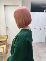 チェレ ブラン 堺東店(Chere brun) ダブルカラー×コーラルピンク×ショートボブ×前下がりボブ