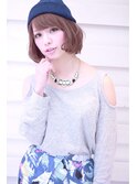 大人かわいいニットボブ 前髪アリ