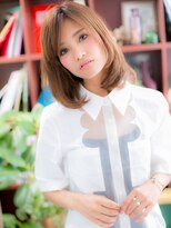 カバーヘアアンドスパ ブリス 浦和(COVER HAIR&SPA bliss)&nbsp;暖色系カラー斜めバング小顔前下がりボブディc5浦和20代30代40代