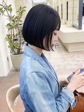 パークレーン アイス イヴェン(park lane ICI yeven) 前下がりボブ　切りっぱなしボブ　ミニボブ　黒髪ボブ　前髪　re