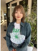 顔まわりレイヤーボブ/透明感ベージュ