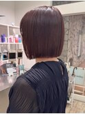 レッドブラウン/ブリーチなし/ショートボブ/20代30代