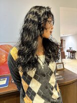 ヘアーアイストゥーレ(HAIR ICI TRE)&nbsp;ロングレイヤーパーマドライパーマプードルパーマダークグレー