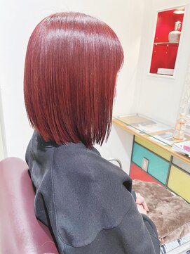 ネオリーブ チッタ 阿佐ヶ谷店(Neolive citta) 大人フラットボブ×プラムレッド