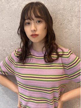 アース 三軒茶屋店(HAIR&MAKE EARTH) 三軒茶屋_レディース_セミロング_ブラウン_コテ巻き_パーマ_小顔