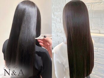 エヌアンドエー 春日部東口店(hair shop N&A)の写真/"質感"と"柔らかさ"にこだわった縮毛矯正で自然なストレートへと髪質改善☆ダメージレス施術で艶＆潤いも◎