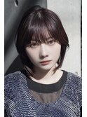 ★結べるボブ斜めバングイメチェンチェリーブラウン20代30代40代