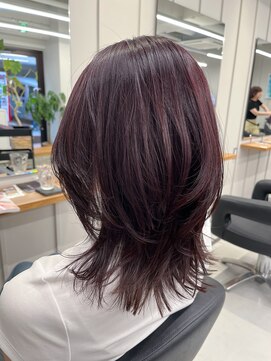 バルベストーキョーサウス(BARBES TOKYO SOUTH) 大人上品カシスピンクくびれミディヘア【RISA】