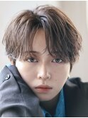 韓国マッシュフェザーパーマニュアンスパーマセンターパート黒髪