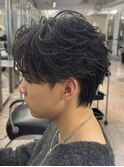お客様スタイルフェザーセンターパートショートウルフ黒髪