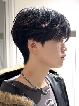 シースルーフェザーメンズマッシュダウンパーマ韓国ヘア