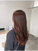 ピンクオレンジで艶ロング