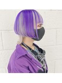 ウルフボブにホワイトシルバー&パープル☆
